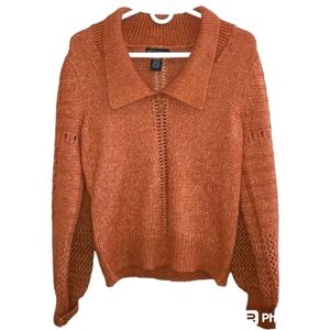 Johnny Collar Sweater‎ orange rust color size small NWT